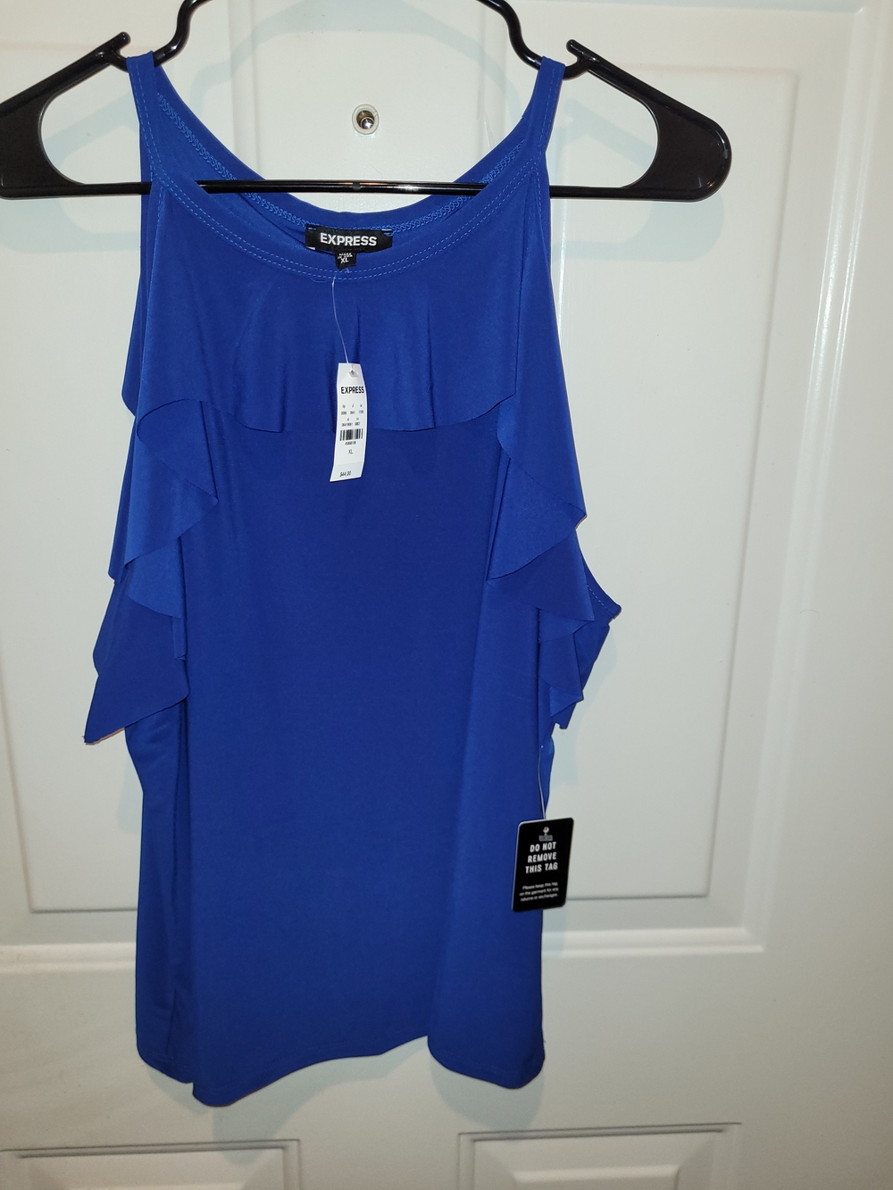 Express Women's Royal Blue Ruffled Top.